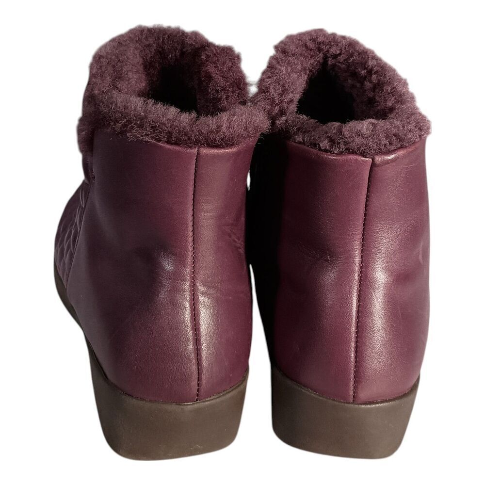 Fitflop Ankle Boot  Bootie Mila Diamond Quilted Shearling Purple Leather Women 7 - Picture 7 of 9